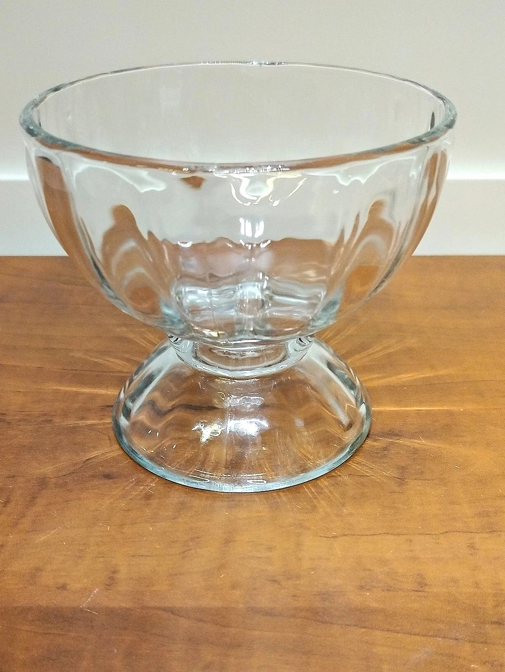 Vintage Libbey Ribbed Optic Pedestal Bowl / Sunday Bowl